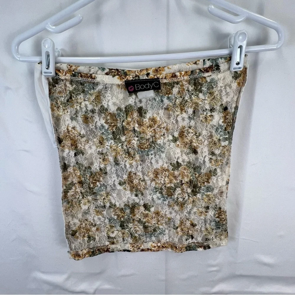 Body C - Small - Women's Top - Lace - Brown White - Strapless - Padded - Picture 10 of 10